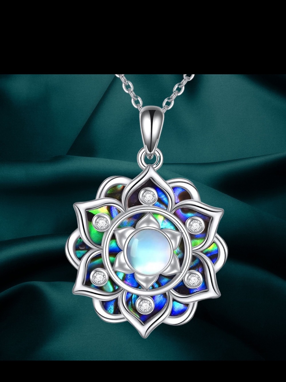 Sterling lotus moonstone Abalone like new